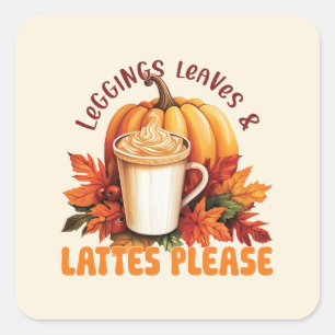 Sticker Carré Legging. Feuilles et lattes
