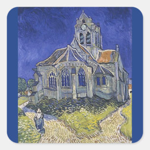 Sticker Carré L'église d'Auvers par Vincent Van Gogh