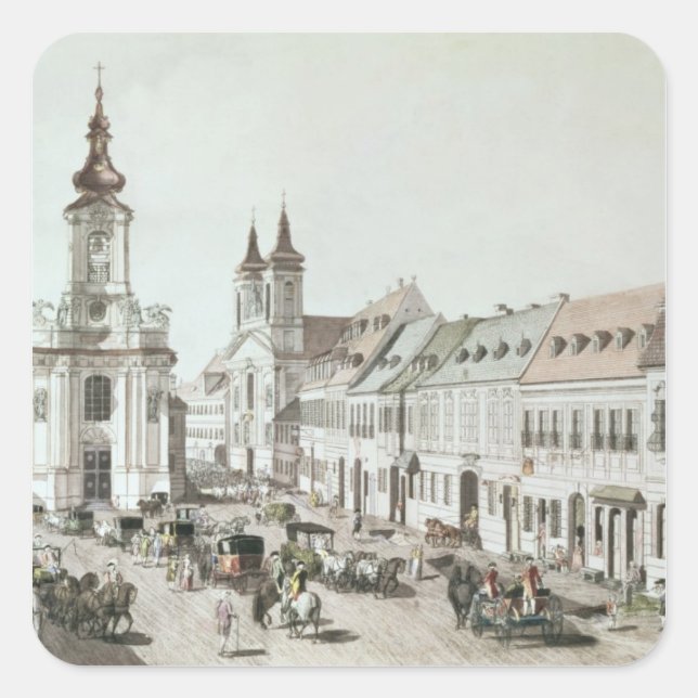 Sticker Carré L'église paroissiale et le cimetière de Fauxbourg (Devant)