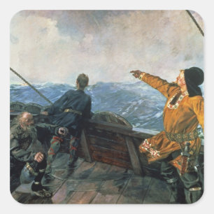 Sticker Carré Leif Eriksson aperçoit la terre en Amérique, 1893