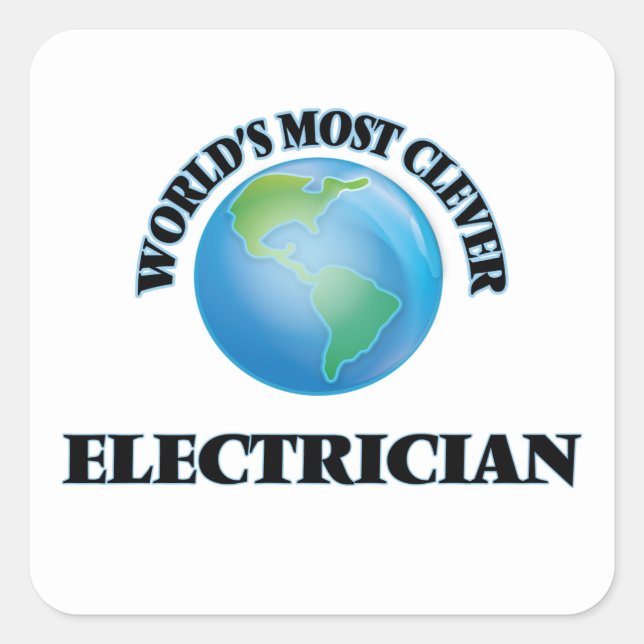 Sticker Carré L'électricien le plus intelligent du monde (Devant)