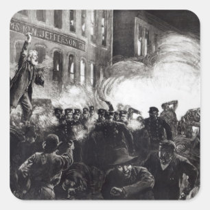 Sticker Carré L'émeute d'anarchiste Chicago