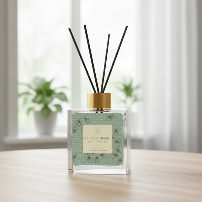 Sticker Carré Lemon & Basil Reed Diffuser Label (Créateur téléchargé)