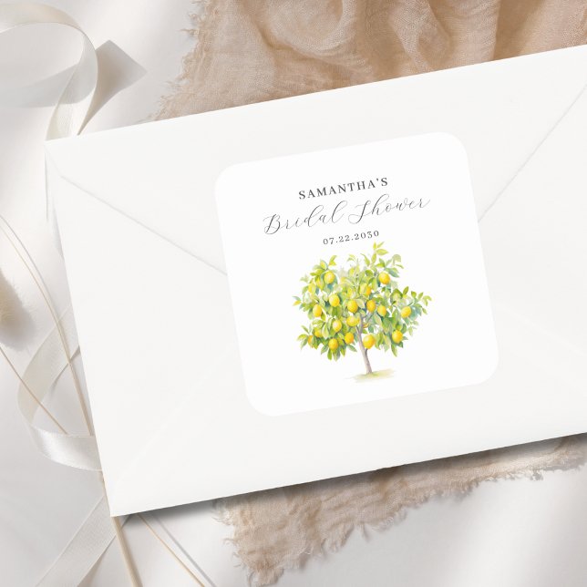 Sticker Carré Lemon Citrus Aquarelle Enterrement de Vie de Jeune (Créateur téléchargé)