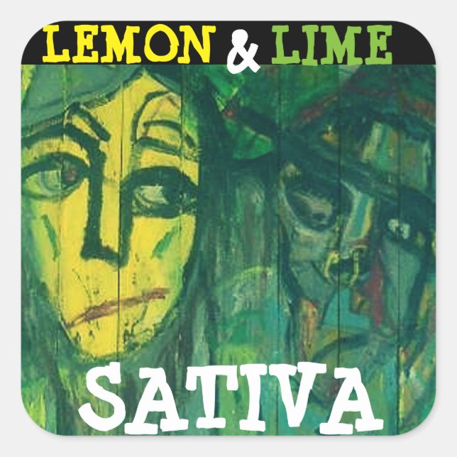 STICKER CARRÉ LEMON & LIME SATIVA (Devant)