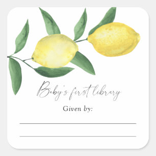 Sticker Carré Lemon - Livre d'or pour Baby Shower, livres pour b