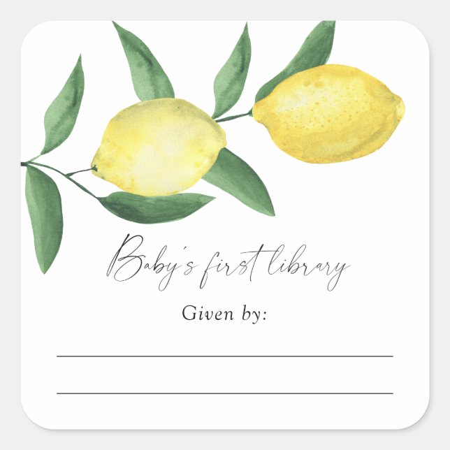 Sticker Carré Lemon - Livre d'or pour Baby Shower, livres pour b (Devant)