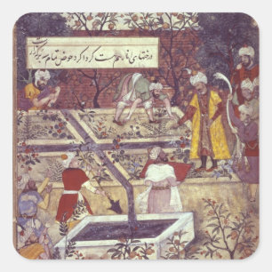 Sticker Carré L'empereur Babur et son plan d'architecte