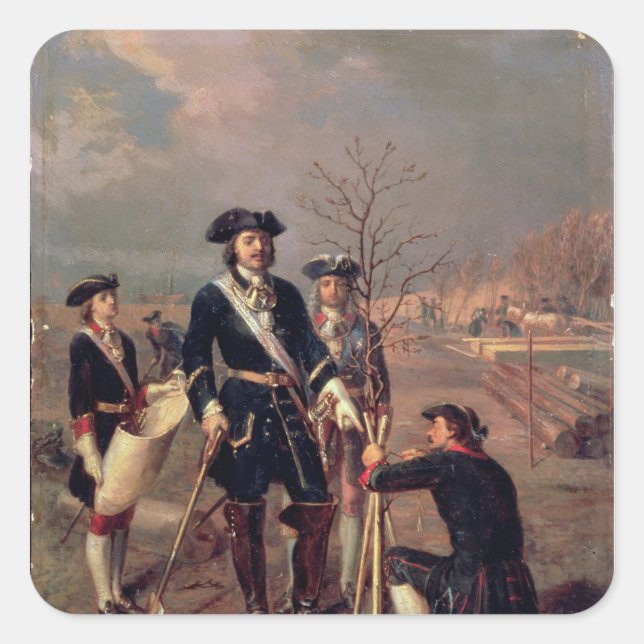 Sticker Carré L'empereur Pierre le Grand au travail (Devant)