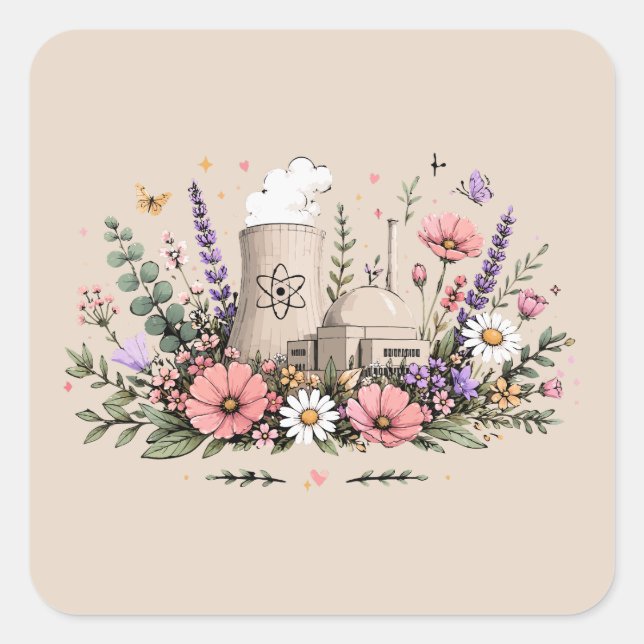 Sticker Carré L'énergie Nucléaire Fleurit (Devant)