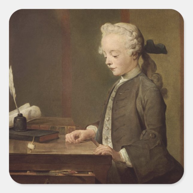 Sticker Carré L'enfant avec un tétotum (Devant)