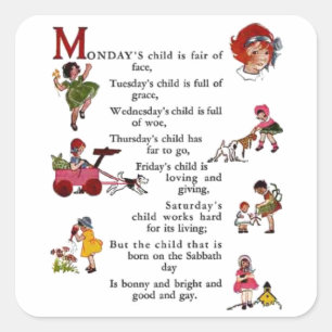 Sticker Carré L'enfant de lundi