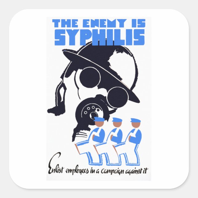 Sticker Carré L'ennemi est la syphilis (Devant)