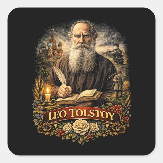 Sticker Carré Léon Tolstoï (Devant)