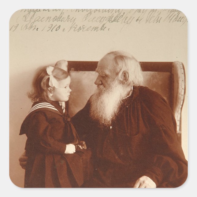 Sticker Carré Leon Tolstoï avec sa petite-fille Tatiana (Devant)