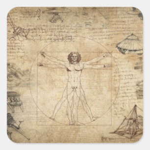 Sticker Carré Léonard de Vinci L'Homme Vitruvien