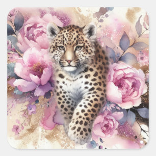 Sticker Carré Leopard Cub & Roses remains the same as it appears