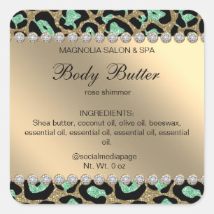 Sticker Carré Leopard Mint Green Parties scintilla