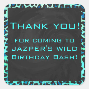 Sticker Carré Léopard noir et Turquoise