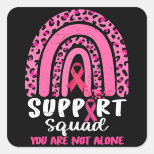 Sticker Carré Leopard rose arc-en-ciel Soutien Squad Cancer du s