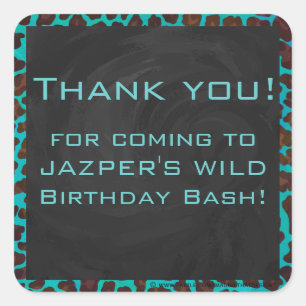 Sticker Carré Léopard Turquoise et Brown