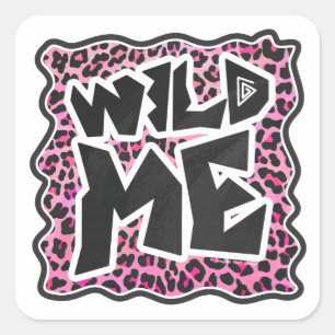 Sticker Carré Leopard Wild Me Noir et rose chaud