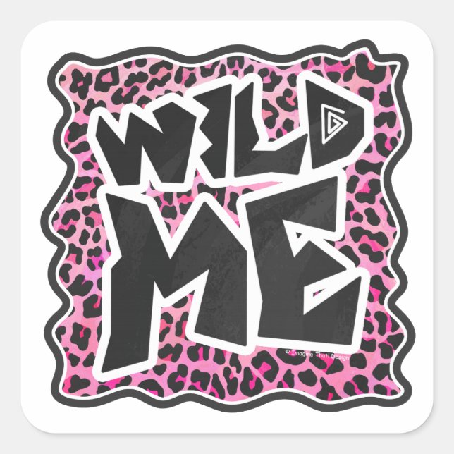 Sticker Carré Leopard Wild Me Noir et rose chaud (Devant)