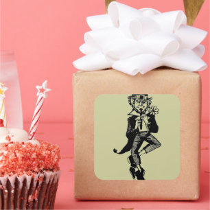 Sticker Carré Leprechaun avec Flûte