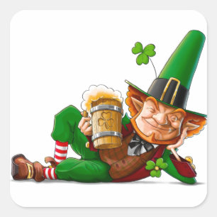 Sticker Carré Leprechaun Cheer