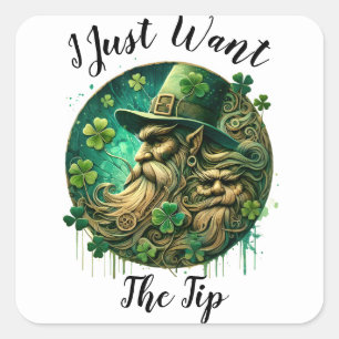 Sticker Carré Leprechaun Malicieux Savourer Une pinte
