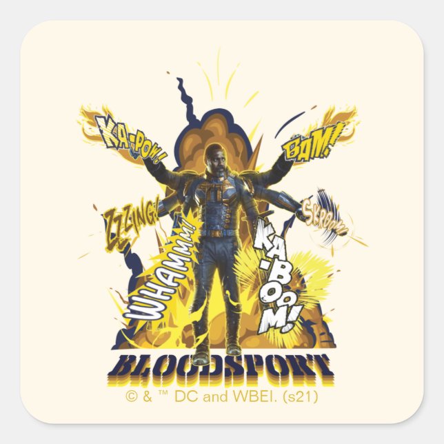 Sticker Carré L'équipe du suicide | Graphique d'action Bloodspor (Devant)