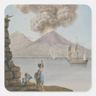 Sticker Carré L'éruption du Vésuve, lundi 9 août 1779, plat