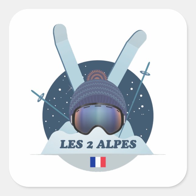 Sticker Carré Les 2 Alpes Station de ski (Devant)