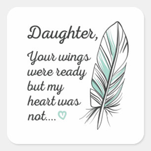 Sticker Carré Les Ailes De Fille Étaient Prêts Par Mon Coeur P