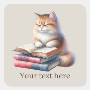 Sticker Carré Les amateurs de livres de chat adorent ajouter du