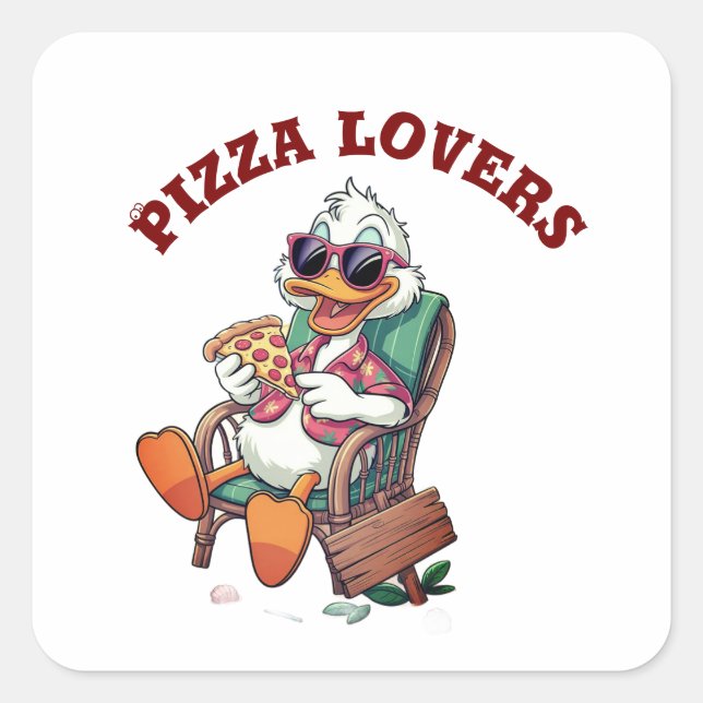 Sticker Carré Les amateurs de pizzas (Devant)
