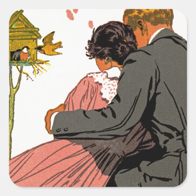 Sticker Carré Les amoureux à la mode (Devant)