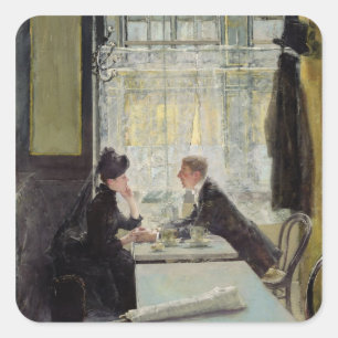 Sticker Carré Les amoureux dans un café