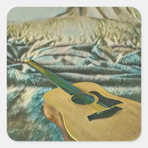 Sticker Carré Les amoureux de guitare cadeaux