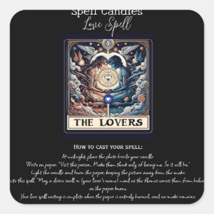 Sticker Carré LES AMOUREUX Éthérée Tarot Love Spell Intentions