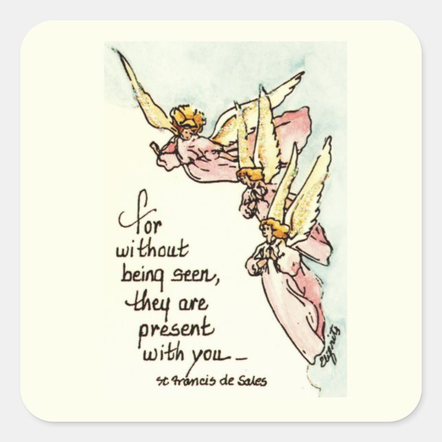 Sticker Carré Les anges des nuages avec le réconfort pour vous (Devant)