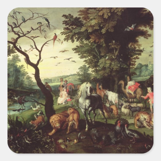 Sticker Carré Les animaux entrant dans l'arche de Noé (Devant)