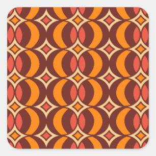 Sticker Carré Les années 70 géométrique Retro Globe Motif Automn