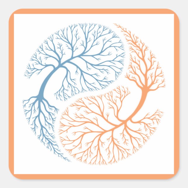 Sticker Carré Les arbres de Yin Yang (Devant)