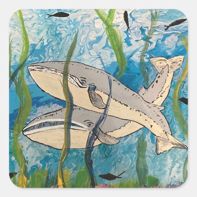 STICKER CARRÉ LES BALEINES (Devant)
