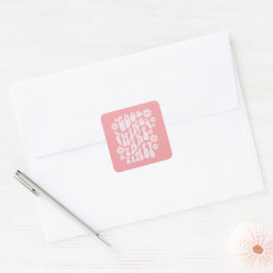 Sticker Carré Les bonnes choses prennent du temps Fleurs rétro