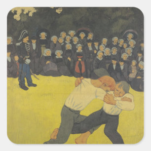 Sticker Carré Les Bretons de lutte, c.1893