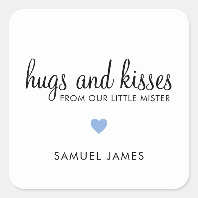 Sticker Carré Les câlins et les baisers Le Baby shower du garçon (Devant)