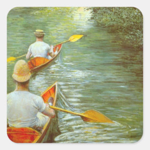Sticker Carré Les Canoës, Perissoires par Gustave Caillebotte