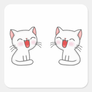 Sticker Carré Les chatons roses sourient